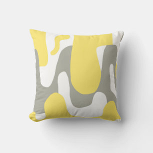 Abstract Art Grey White Yellow Pastel Cushion
