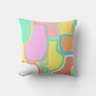 Abstract Art Grey White Yellow Turquoise Pastel Cushion
