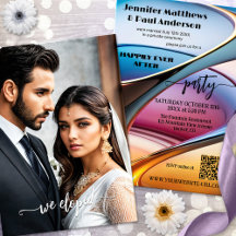 Abstract Art Happily Ever After Wedding Photo 