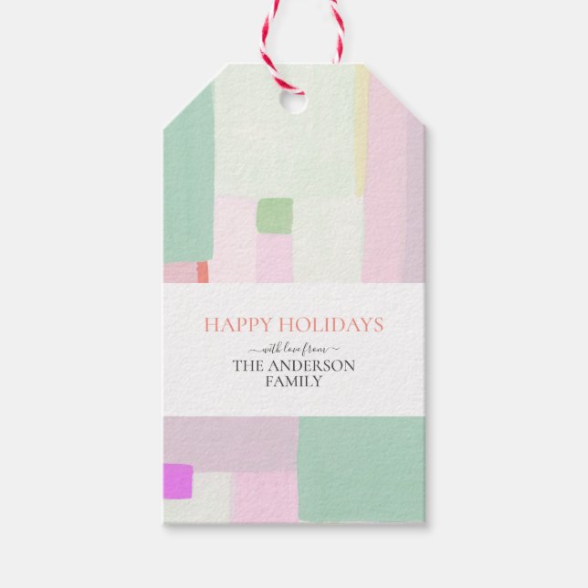 Abstract Art Happy Holidays Christmas Gift Tag (Front)