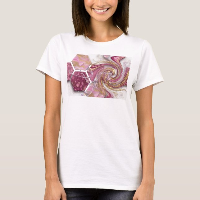 ABSTRACT ART HONEYCOMB PATTERN FLORAL DESIGN v3 T-Shirt (Front)