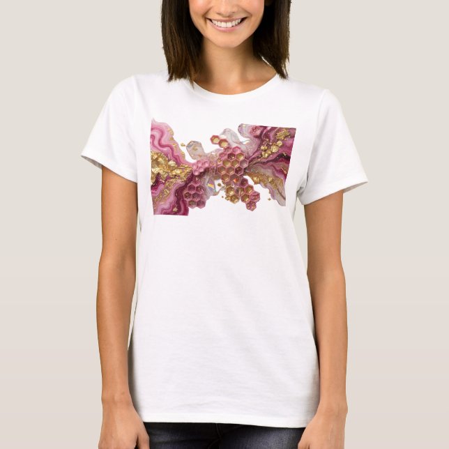 ABSTRACT ART HONEYCOMB PATTERN FLORAL DESIGN v4 T-Shirt (Front)