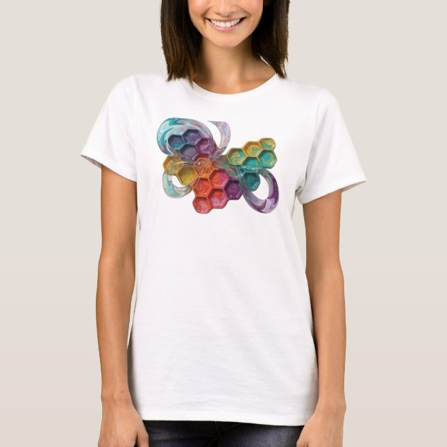 ABSTRACT ART HONEYCOMB PATTERN FLORAL DESIGN v6 T-Shirt (Front)