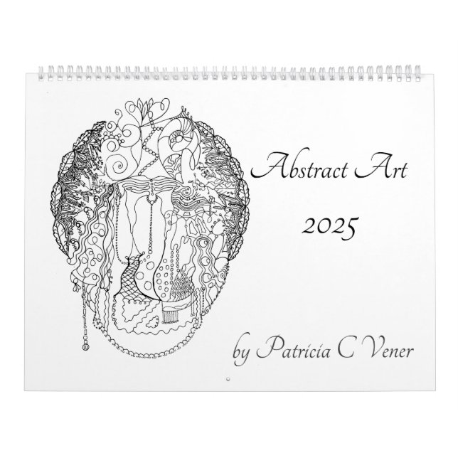 Abstract Art in Black and White Customisable Year Calendar (Cover)