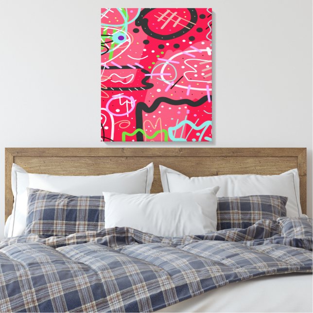 Abstract Art in Red Canvas Print (Insitu(Bedroom))