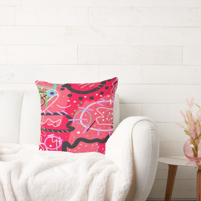 Abstract Art in Red Cushion (Couch)