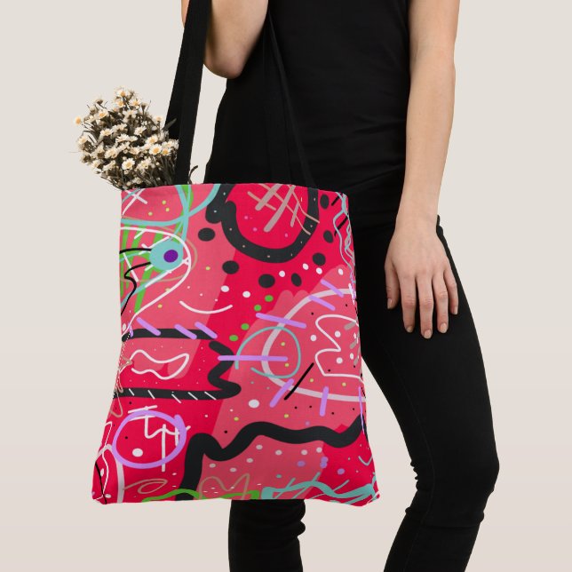 Abstract Art in Red Tote Bag (Close Up)
