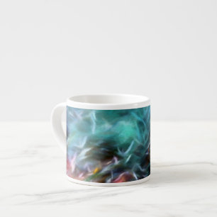 Abstract Art in Turquoise, Green, White, Red Espresso Cup