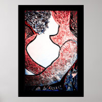 Abstract Art Interracial couple in loving embrace