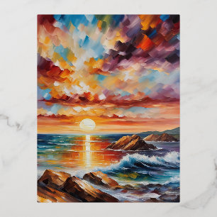 Abstract art is a type of art that is not represen foil holiday postcard