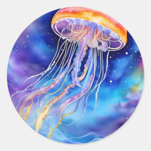 Abstract art jellyfish classic round sticker