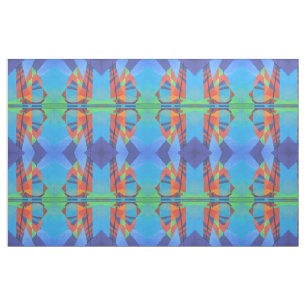 Abstract Art Junk Boat Against Deep Blue Sky Fabric
