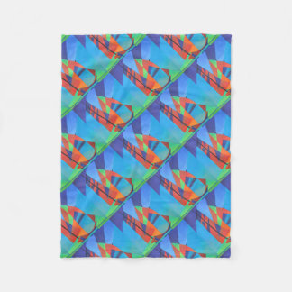 Abstract Art Junk Boat Against Deep Blue Sky Fleece Blanket