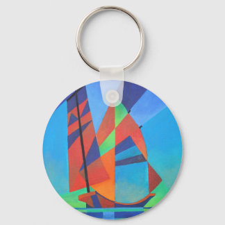 Abstract Art Junk Boat Against Deep Blue Sky Key Ring