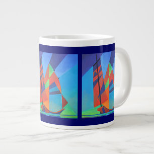 Abstract Art Junk Boat Against Deep Blue Sky Large Coffee Mug
