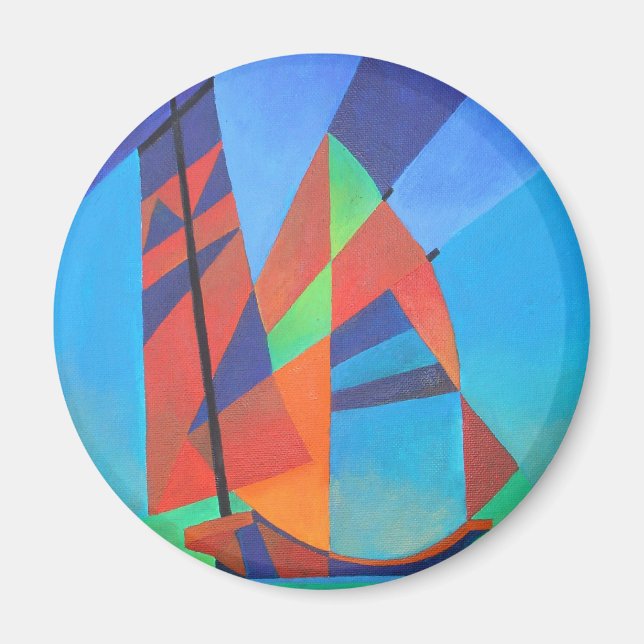 Abstract Art Junk Boat Against Deep Blue Sky Magnet (Front)
