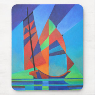 Abstract Art Junk Boat Against Deep Blue Sky Mouse Pad