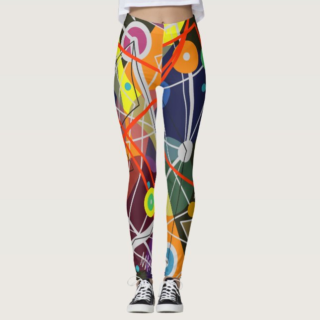 Abstract Art Kandinsky Mid-Century Modern Style  Leggings (Front)