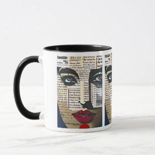 Abstract Art Lady's Face Digital Text Art Mug