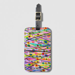 abstract art landscape colourful watercolor luggage tag