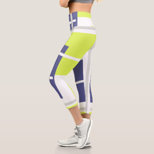 Abstract Art Lavender Blue White Pastel Capri Leggings