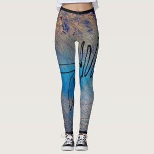 Abstract Art Leggings Blue Dog