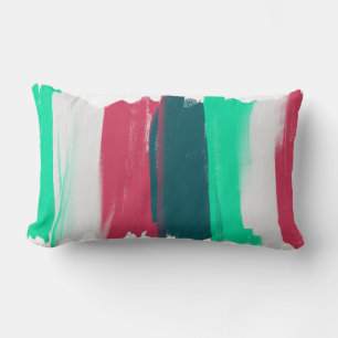 Abstract Art Lines Stripes Coral Turquoise Cushion