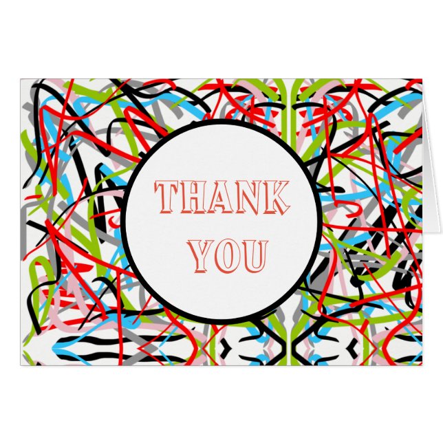 Abstract Art Lines Thank You Greeting Card (Front Horizontal)