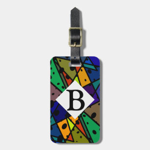 abstract art luggage tag colourful bright design