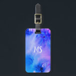 Abstract art luggage tag: customised blue purple luggage tag<br><div class="desc">Abstract art luggage tag - you can add your custom initials to one side and your contact details to the other side. Hand painted design in blue and purple watercolor!
Change the colour or font of the lettering as you like.</div>