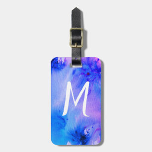 Abstract art luggage tag: customised blue purple luggage tag