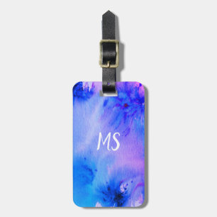 Abstract art luggage tag: customised blue purple tag