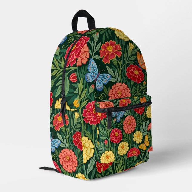 Abstract Art Marigold Boho Floral Backpack (Back Corner Left)