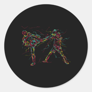 Abstract Art Martial Artist Karate  Classic Round Sticker