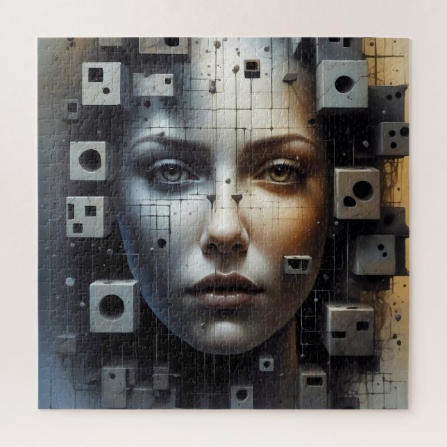 Abstract Art Matrix Girl   Jigsaw Puzzle (Vertical)
