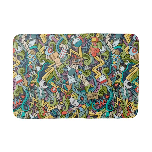 Abstract Art Medical Icon Pattern Bath Mat (Front)