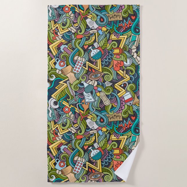 Abstract Art Medical Icon Pattern Beach Towel (Front)