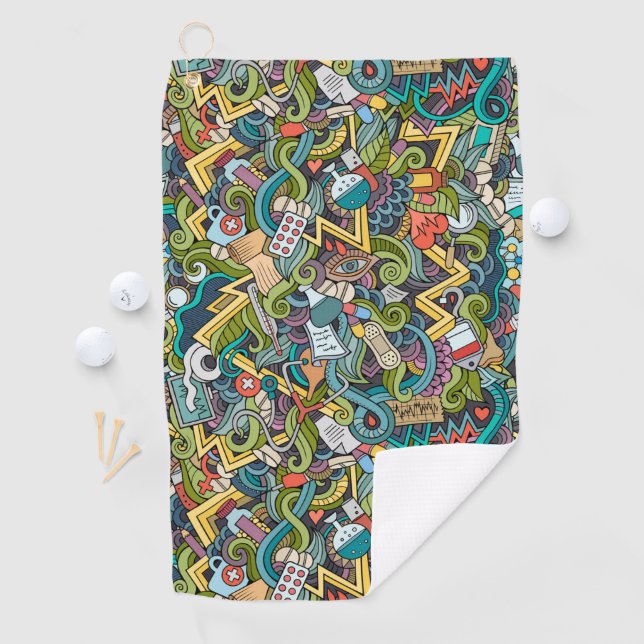 Abstract Art Medical Icon Pattern Golf Towel (InSitu)