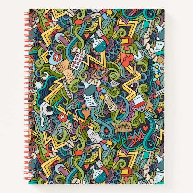 Abstract Art Medical Icon Pattern Notebook (Front)