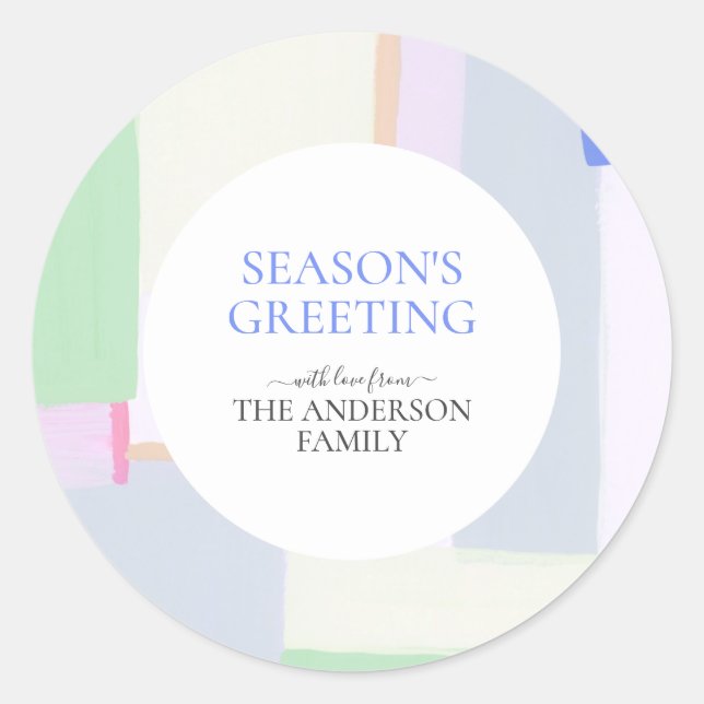 Abstract Art Merry Christmas Holiday Gift Classic  Round Sticker (Front)