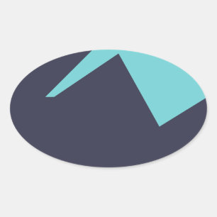 Abstract Art Minimalism Blue White Oval Sticker