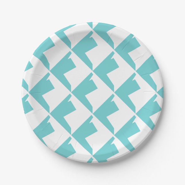 Abstract Art Minimalism Blue White Paper Plate (Front)