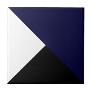 Abstract Art Minimalism Dark Blue Black White Tile