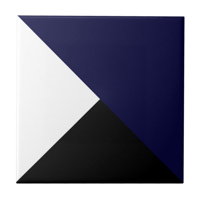 Abstract Art Minimalism Dark Blue Black White Tile (Front)