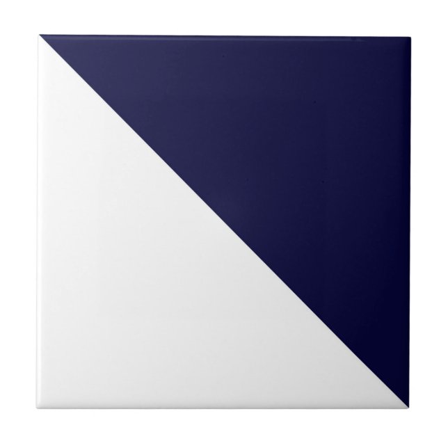 Abstract Art Minimalism Dark Blue White Tile (Front)