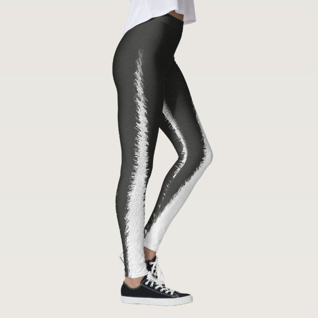 Abstract Art Minimalism Grey White Lines Leggings (Right)