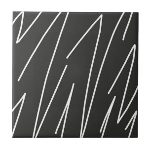 Abstract Art Minimalism Grey White Lines Tile