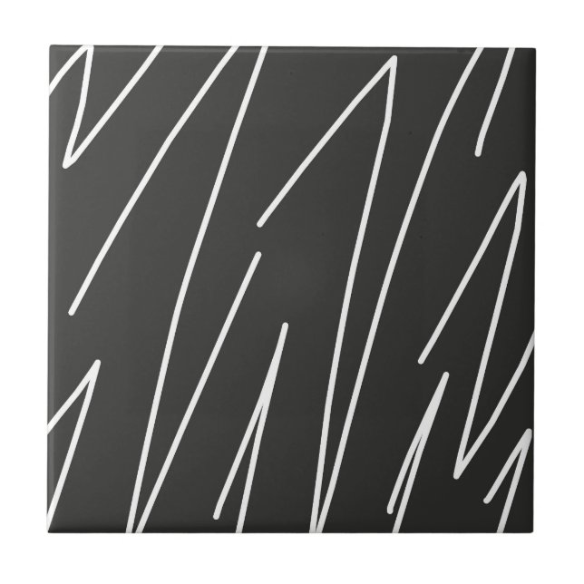 Abstract Art Minimalism Grey White Lines Tile (Front)