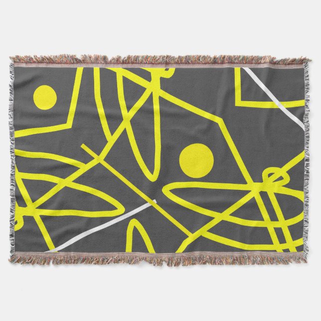 Abstract Art Minimalism Grey Yellow Dot Blanket (Front)