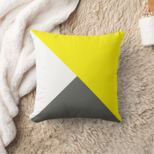 Abstract Art Minimalism Grey Yellow White Cushion